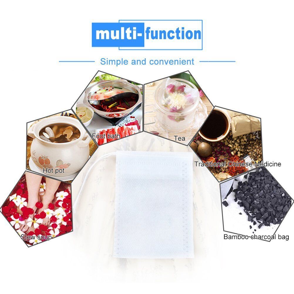 US 100-400 pcs Disposable Filter Drawstring Flip Empty Teabag Herb Loose Tea Bag