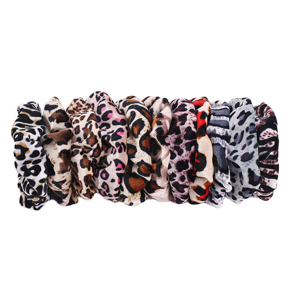 30-60 Leopard Hair Scrunchies Gold Velvet Elastics Bands Ties Scrunchy Ties Rope