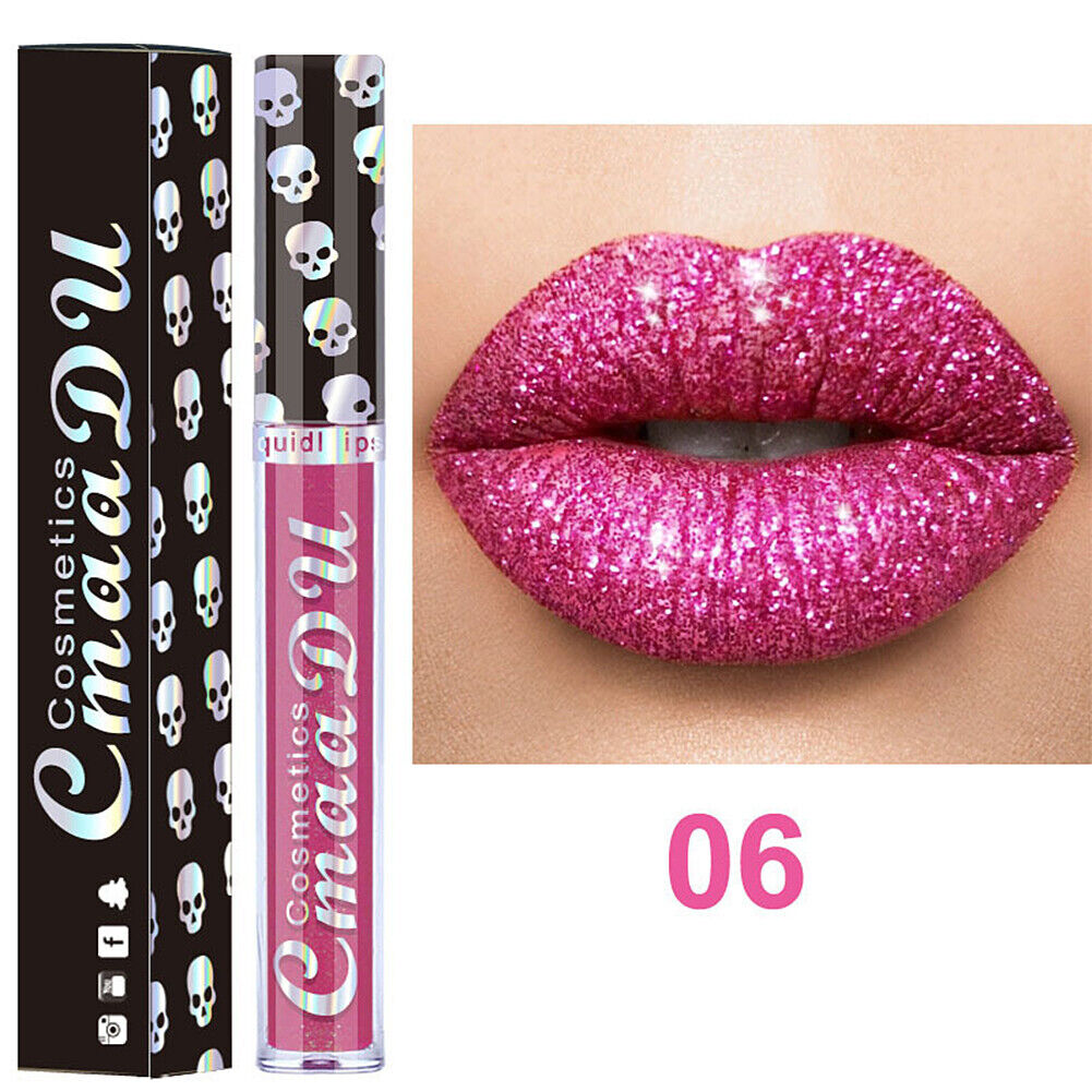 US 1-2 Pack Glitter Flip Liquid Lipstick Matte Waterproof Dazzling Long Lasting