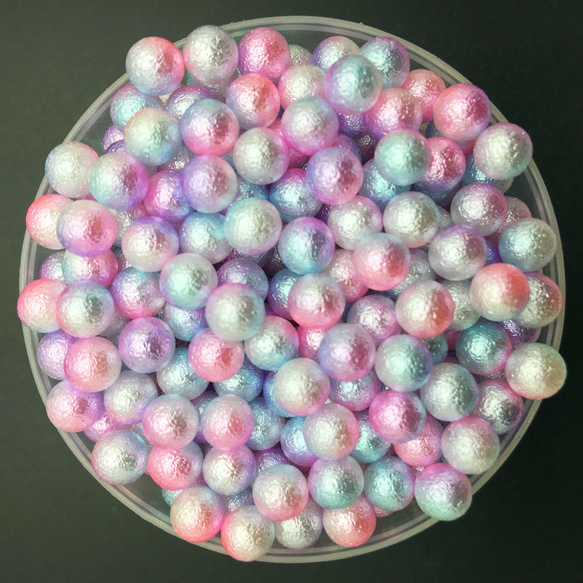 3-6mm Mix Size Acrylic Transition Color Round Pearl Loose Mermaid Beads Jewelry