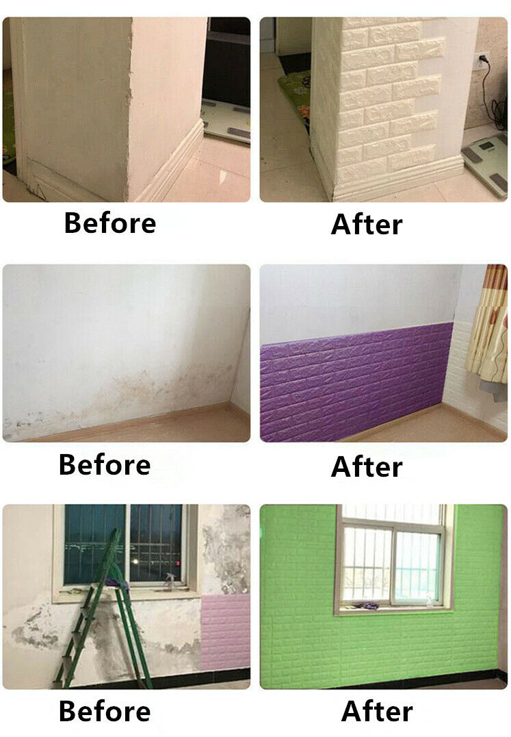 Premium PE Foam 3D Self Adhesive DIY Large Panels Wall Stickers Embossed Brick