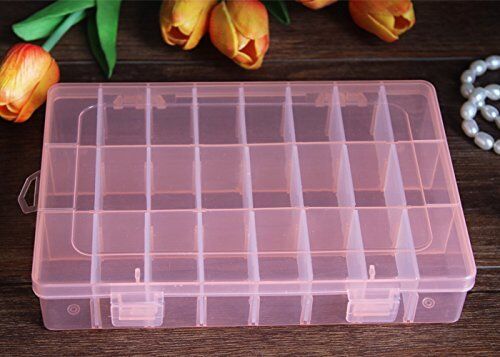 2 Pack 24 Grids Plastic Storage Box Jewelry Earring Tool Containers Organizer