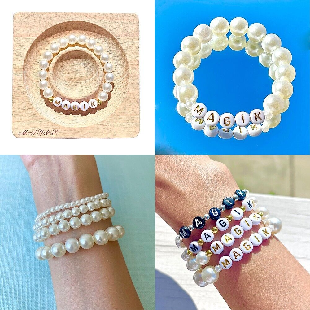 Magik Custom Name Bracelet High Luster Imitation Pearl Stackable Mama Bracelet