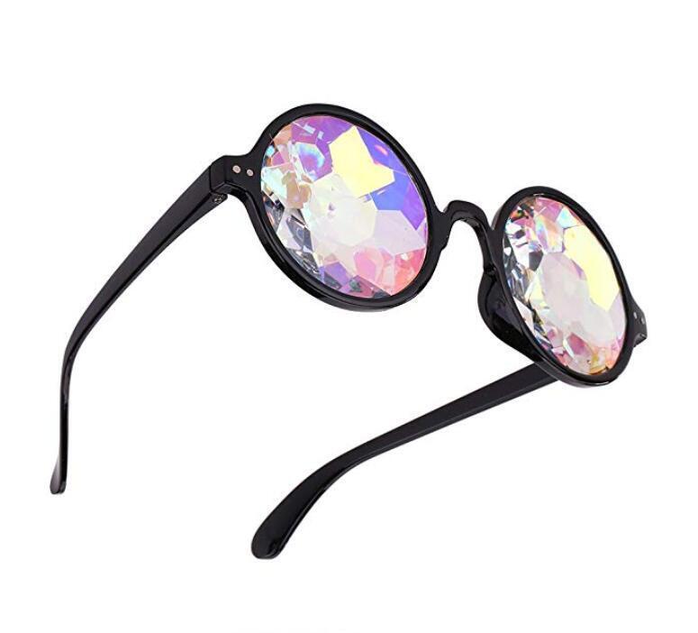 Festival Party Rave Kaleidoscope Rainbow Round Glasses Diffraction Crystal Lens