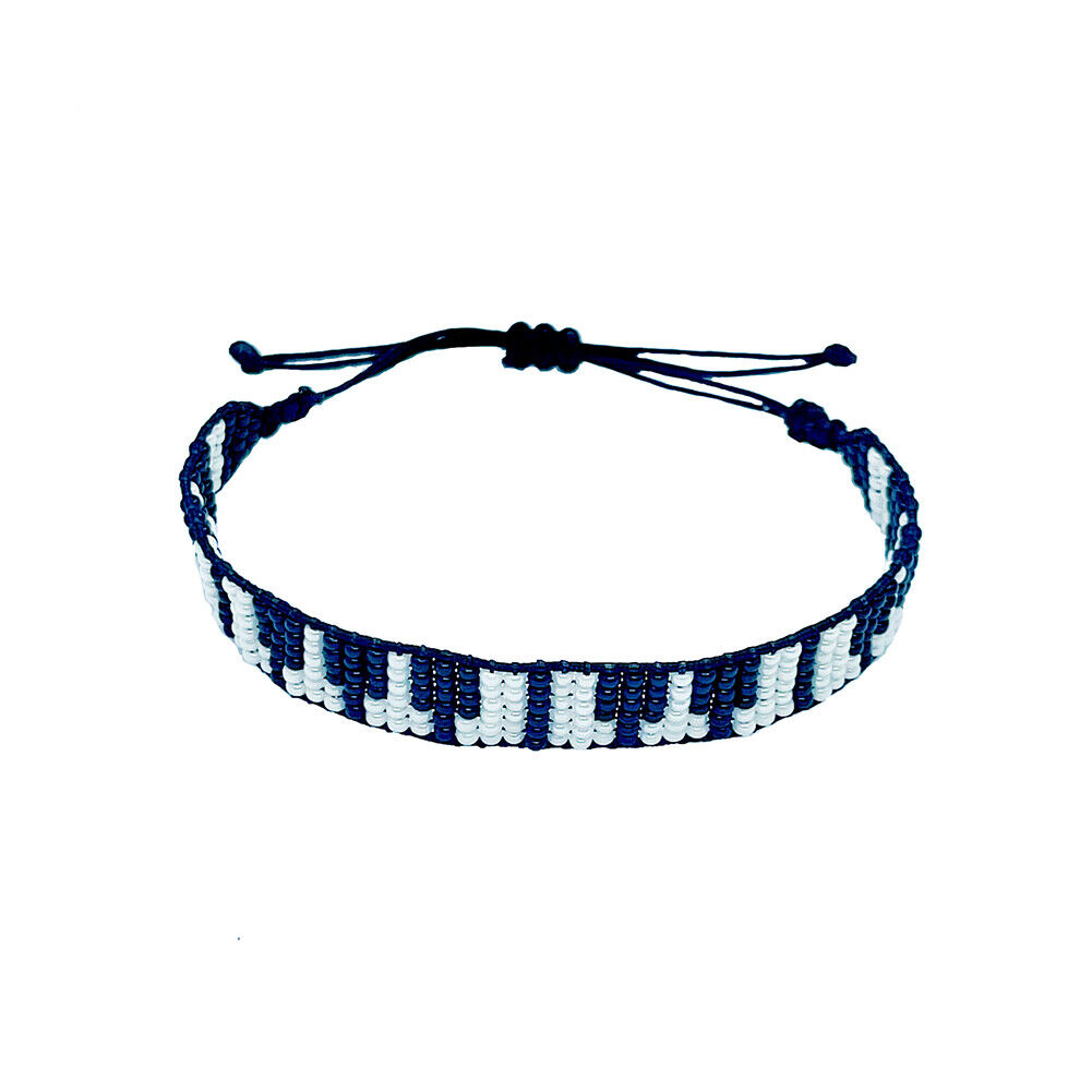 US Handmade "Piano Keyboard" Glass Bead Bracelet Adjustable with Slide Closure