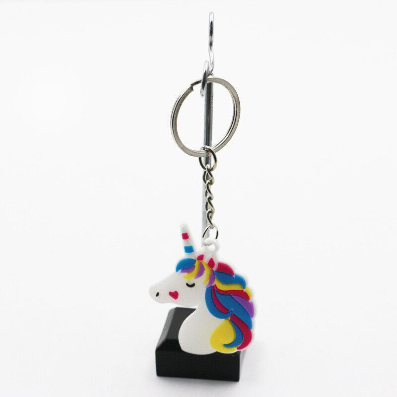 US 48Pcs PVC Unicorn Horse Keychain Keyring Handbag Key Ring Bag Charm Pendant