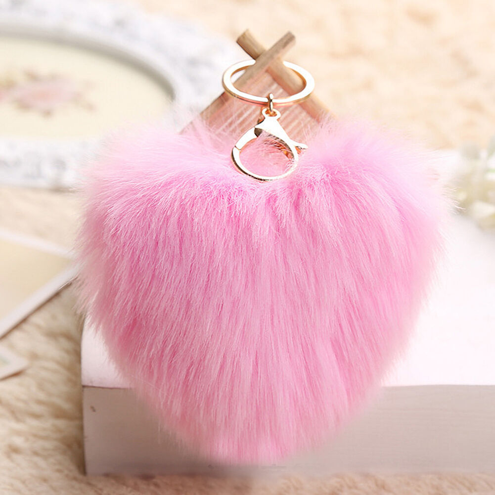 Bunny Rabbit Doll Heart Pom Phone Car Pendant Handbag Key Chain Ring Fine