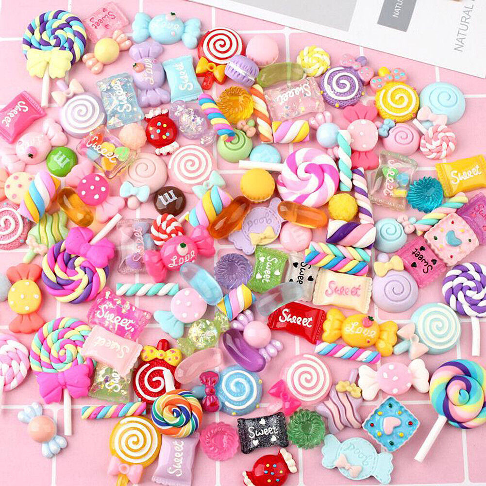 US 15~100 Pc Slime Bread Candy Unicorn Resin Flat Back Scrapbooking Charms DIY