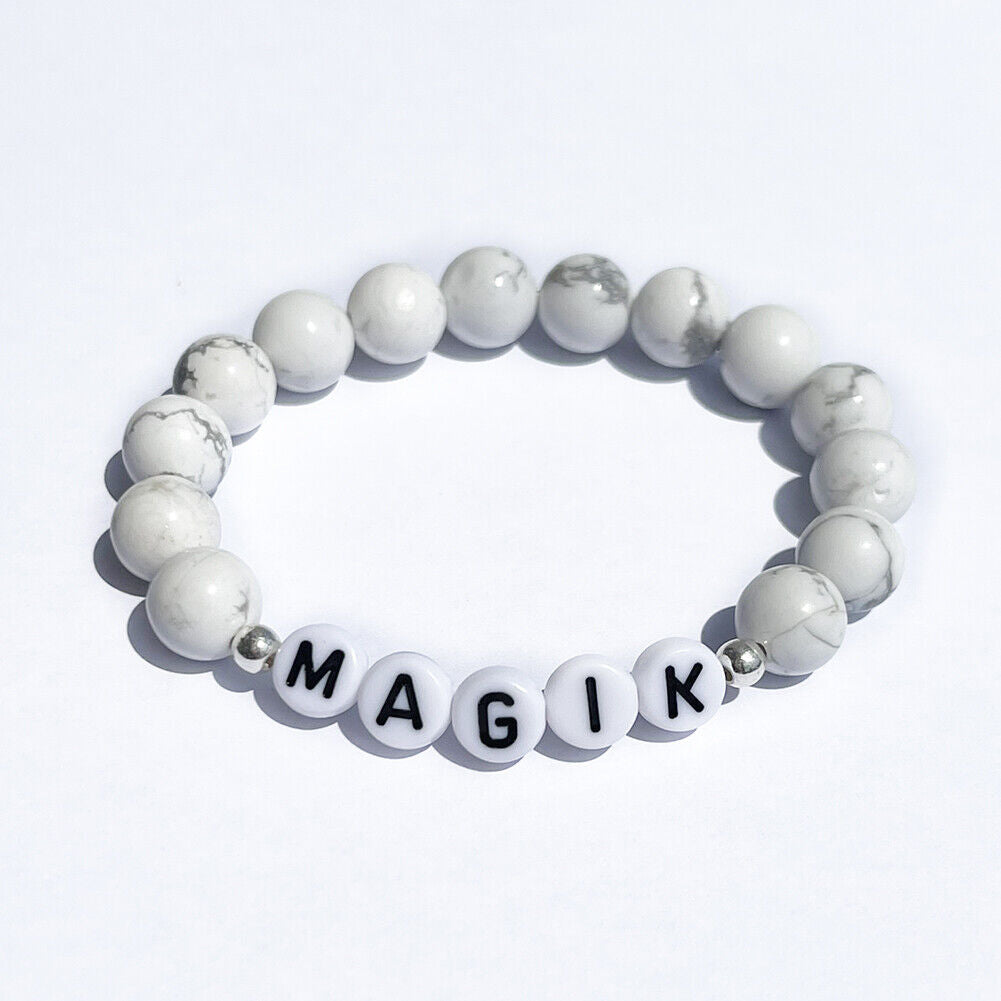 US Personalize Custom Name Mama Bracelet Bead Stretch Energy Stone Agage Howlite