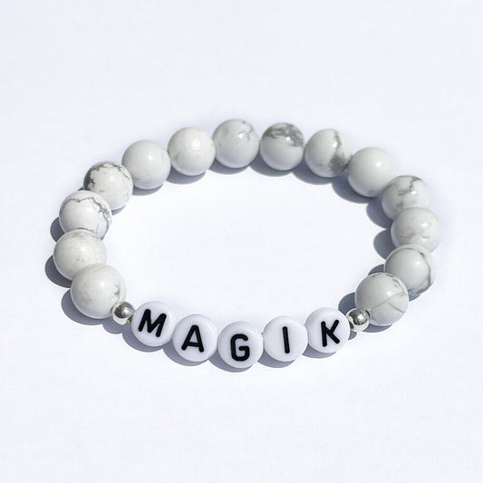 US Personalize Custom Name Mama Bracelet Bead Stretch Energy Stone Agage Howlite
