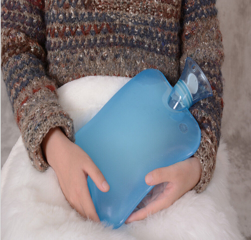 Large PVC Rubber HOT WATER BOTTLE Bag WARM Relaxing Heat / Cold Therapy 2 Liter