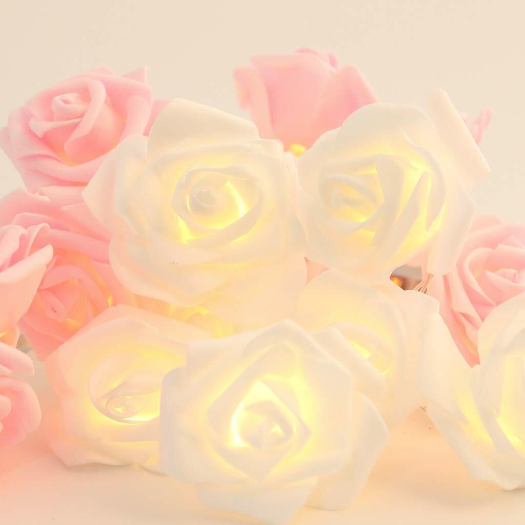 9.84 Ft 20 LED Rose Flower Lights String Battery Operated Wedding Home Party US