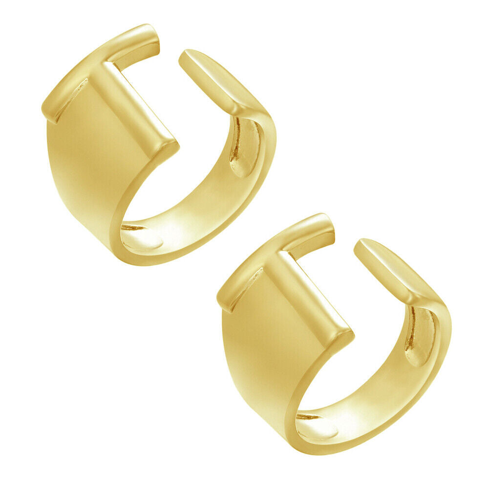 US Alphabet Letter A to Z Resizable Knuckle Ring Initial Gold Silver Letter Ring