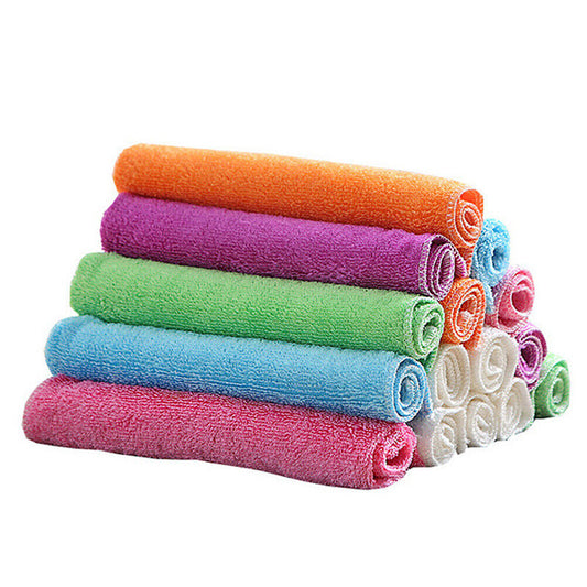 US 12-24 Pack Dish Cloth Bamboo Fiber Washing Towel Kitchen Cleaning Wiping Rags