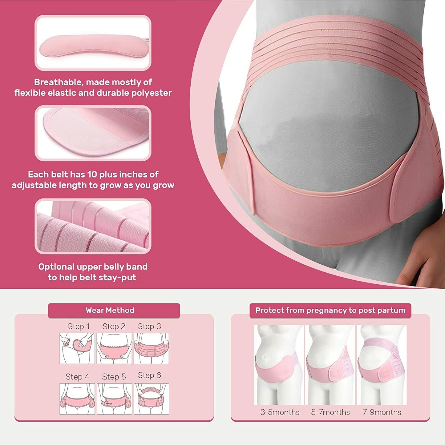 US Maternity Belt Pregnancy Support Waist Back Abdomen Prenatal Belly Band Brace
