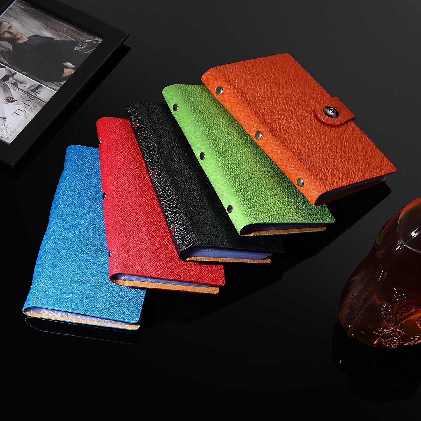 Leather 240/300 Slots Business/ID/Credit Card Holder Organizer, Magnetic Closure