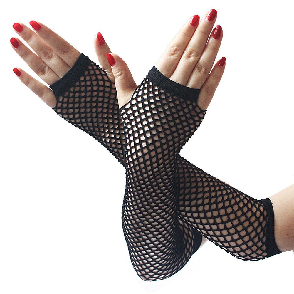 US Half Arm Length Women Fishnet Gloves Fingerless Steampunk Club Costume