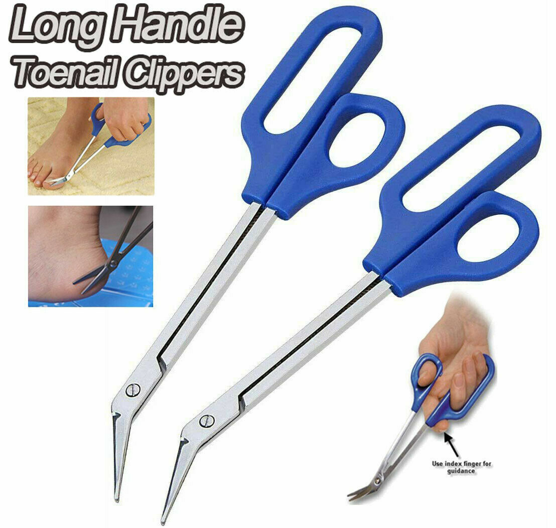 US 2-4 Pack Multi Use Easy Grip Long Handled Toe Nail Scissors Clippers Nippers