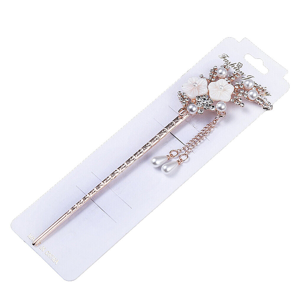 US Vintage Chinese Style Rhinestone Hair Chopsticks Stick Hairpin Chignon Pin