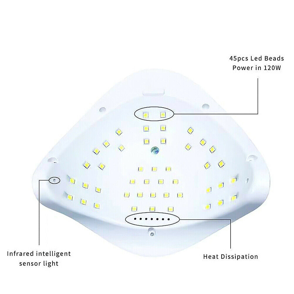 US 1-2Pc 120-180W Nail Dryer UV Light LED Lamp Polish Gel Curing Saloon Manicure