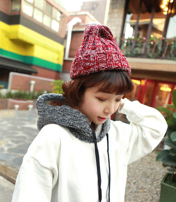 Magik Wool Beanie Knit Ski Cap Hip-Hop Mixed Color Winter Warm Unisex Korean Hat