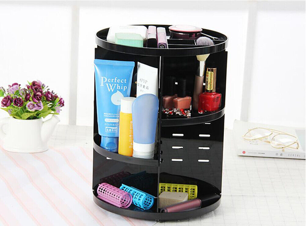 360 Degree Rotating Cosmetic Makeup Organizer Storage Box Lipstick Shelf Display