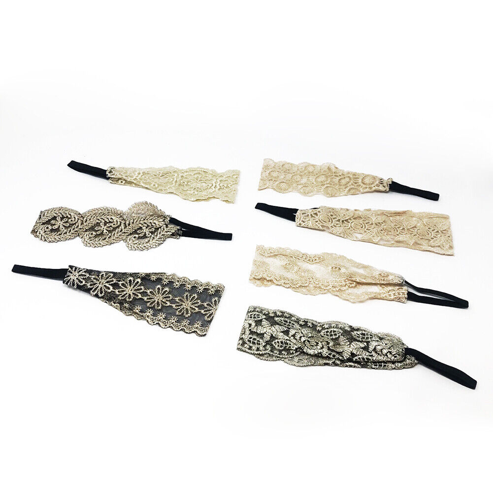 US 7~14Pcs Women Lace Headband Stretch Hairband Elegant Wide Headwrap Turban