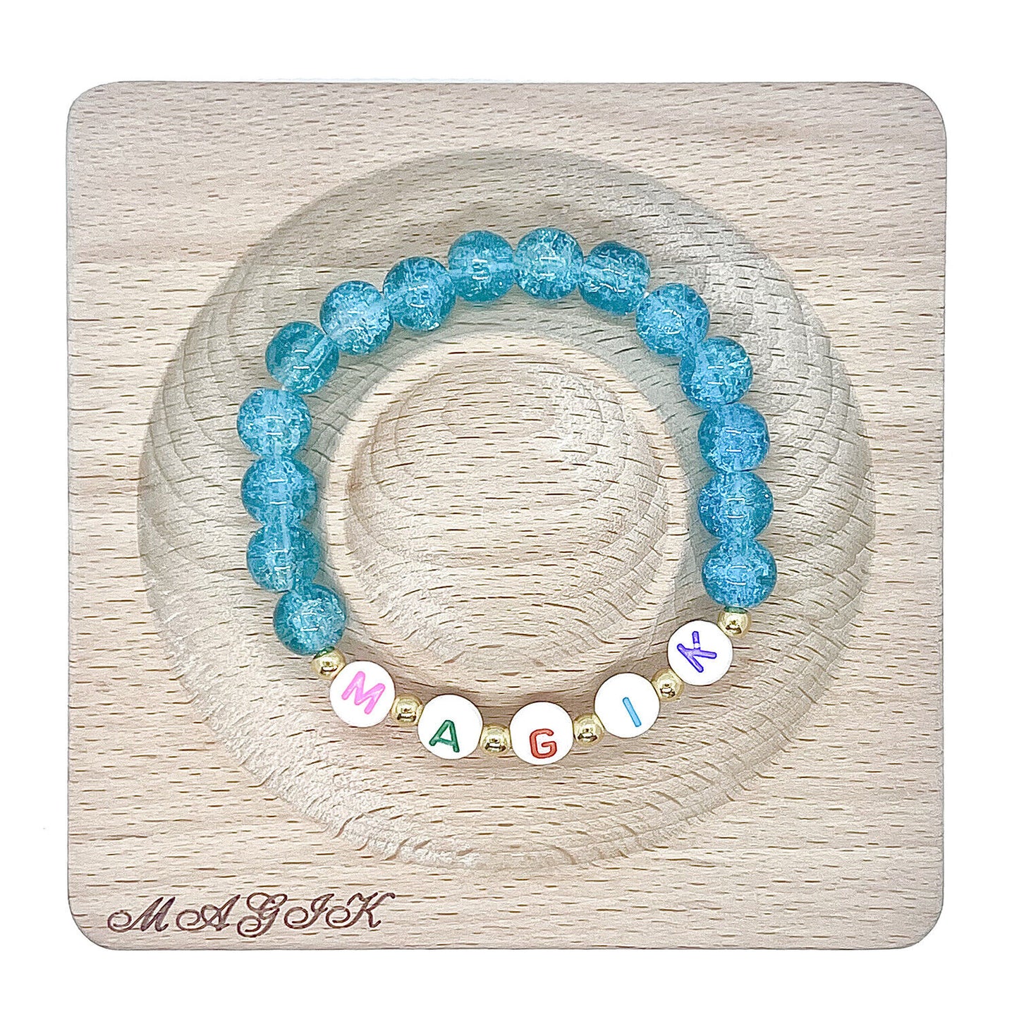 Magik Custom Personalized Name Mama Bracelet Crackle Lampwork Glass Beads Gift