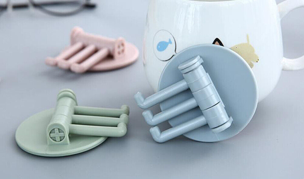 US 12-24PC Colorful 3-Hooks Self-adhesive Wall Hooks Hanger Kitchen Bathroom