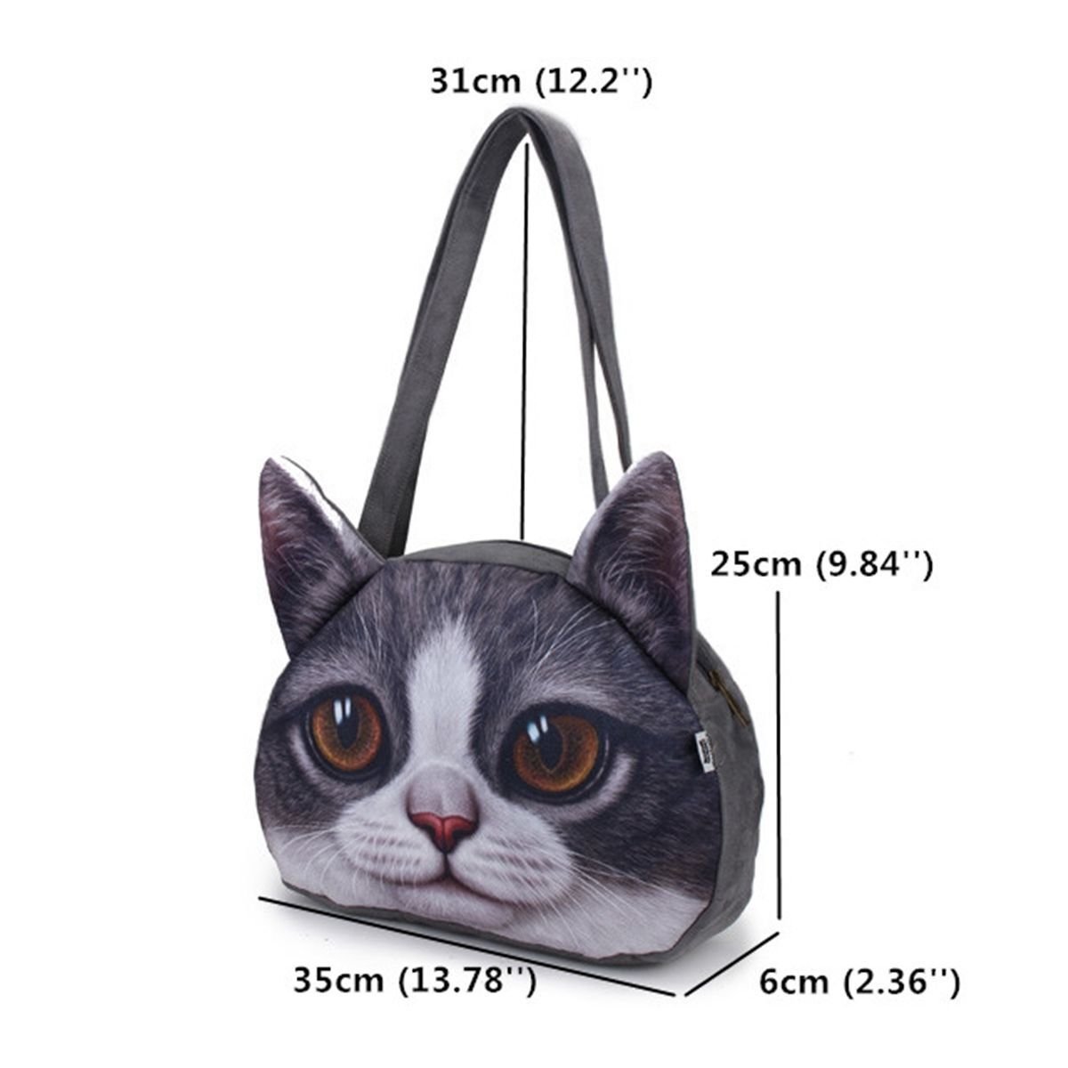 3D Cute Cat Dog Face Shoulder Bag Cat Dog Animal Pattern Handbag Shopping Purse