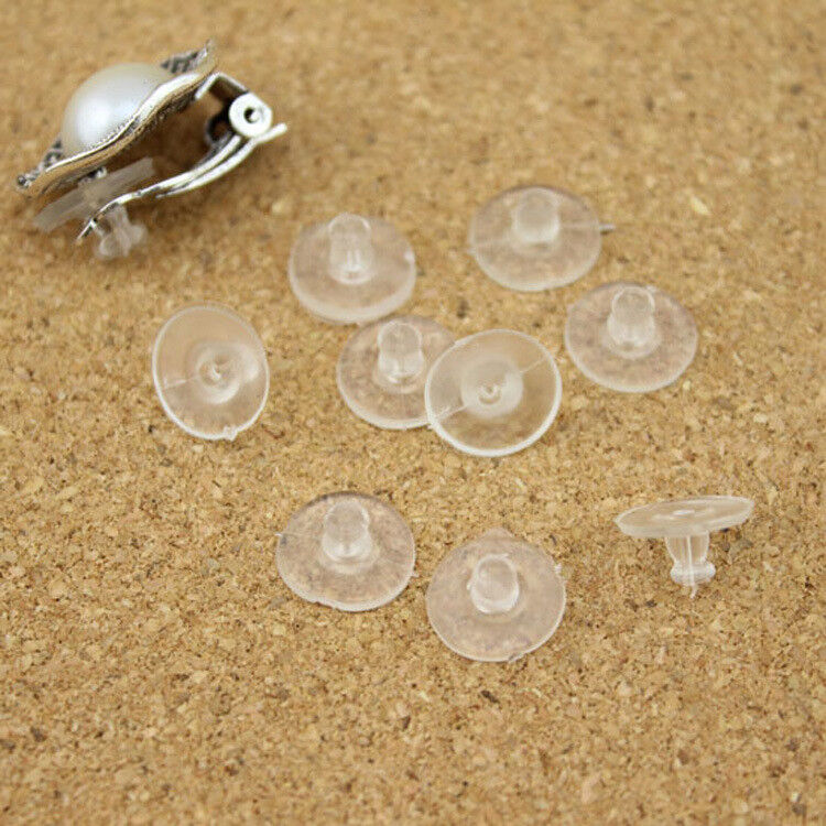 100-400 pcs 11mm Clear Silicone Pierced Earring Cushions Back Pads Disc Stoppers