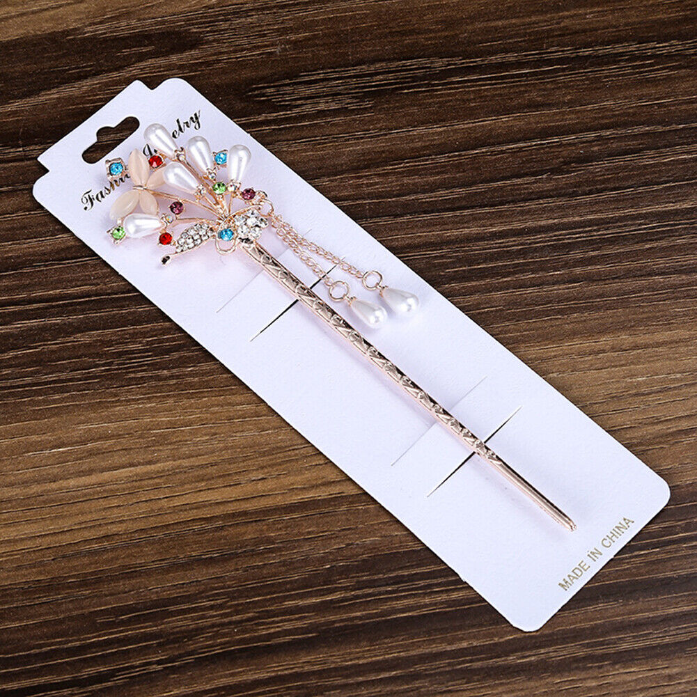 US Vintage Chinese Style Rhinestone Hair Chopsticks Stick Hairpin Chignon Pin