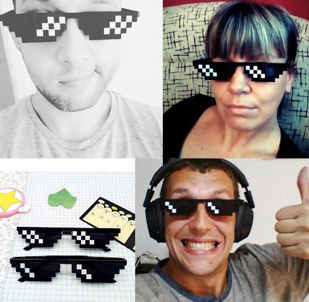 Thug Life Glasses Deal With It Sunglasses MLG Eyewear Unisex Meme Cool 8 Bit