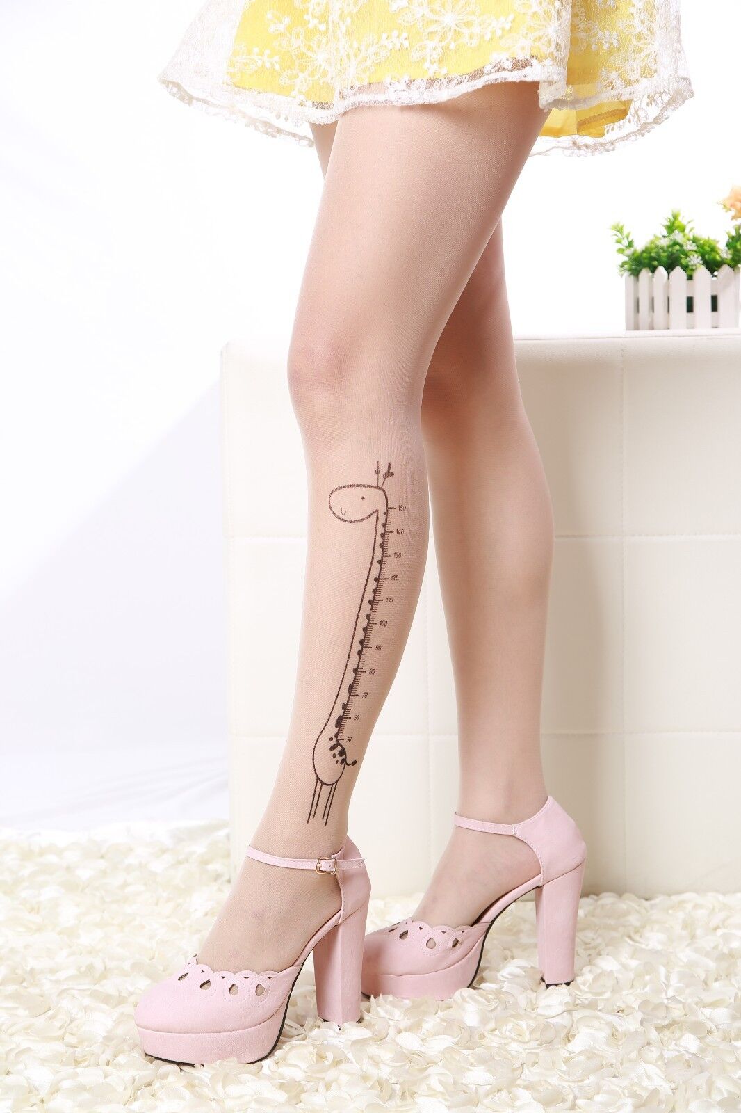 Fake Tattoo Hosiery Socks Cute Patterns Sheer Pantyhose Mock Stockings Tights