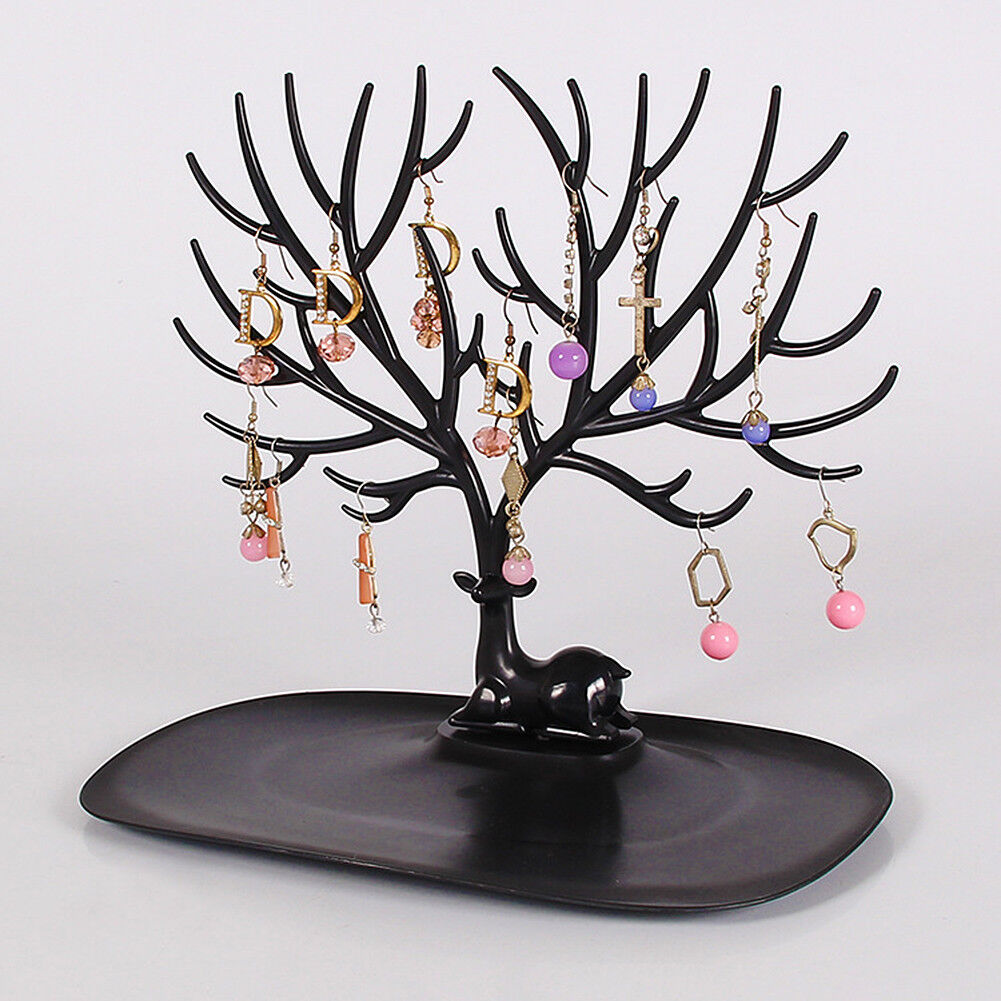 US Jewelry Deer Tree Stand Display Organizer Necklace Ring Earring Holder Rack