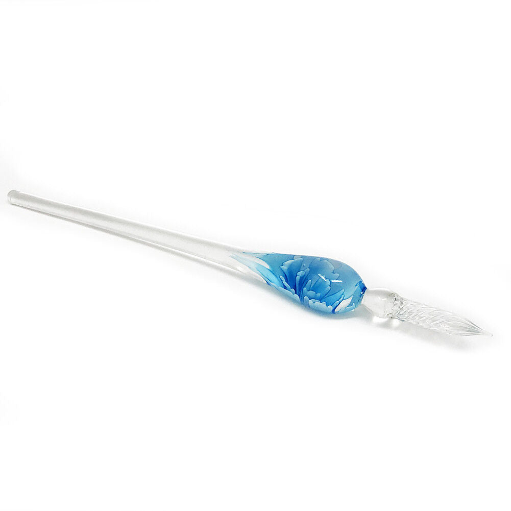US 3D Glass Signature Pen Nib Elegant Crystal Dip Sign Pen w/ Box Gift Holiday