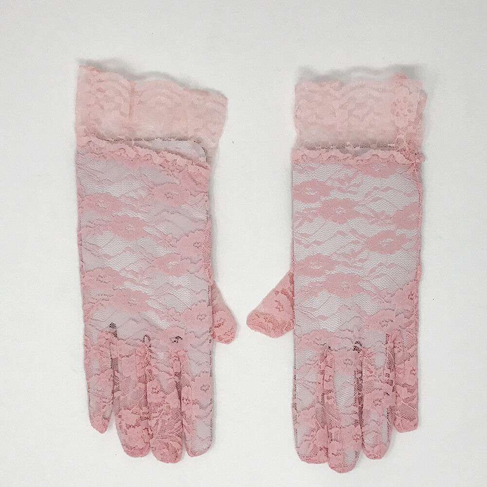 US 1-2 Pairs Sexy Lace Wrist Length Gloves w/ Ruffle Bride Wedding Prom Anti UV