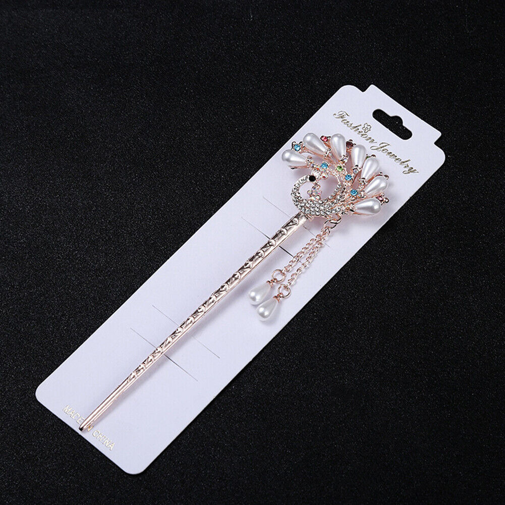 US Vintage Chinese Style Rhinestone Hair Chopsticks Stick Hairpin Chignon Pin