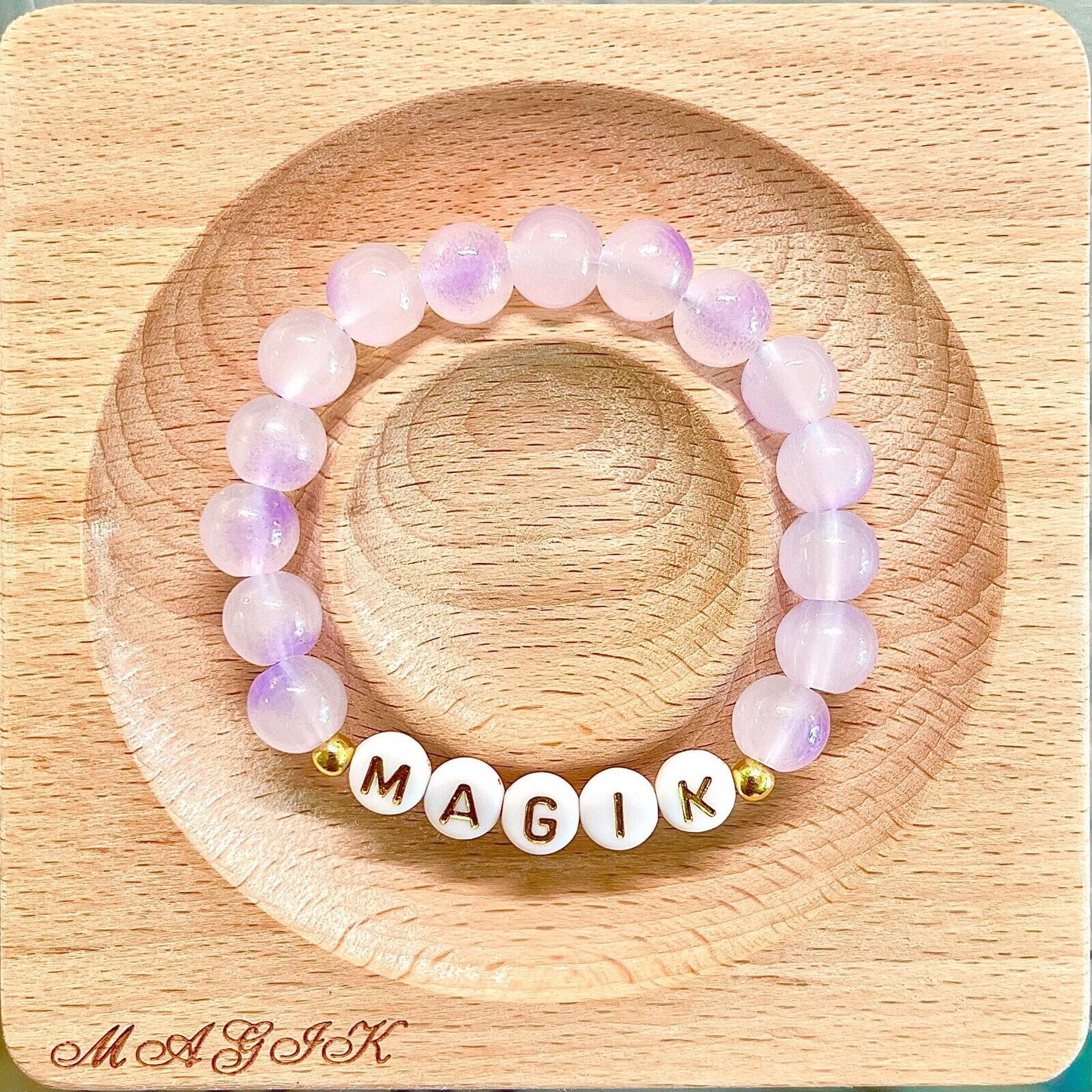 Magik Personalized Name Mama Bracelet Energy Stone Yoga Agage Howlite Crystal