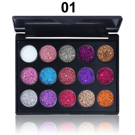 US Glitter Eyeshadow 15 Color Matte Makeup Kit Shimmer Eye Shadow Powder Palette