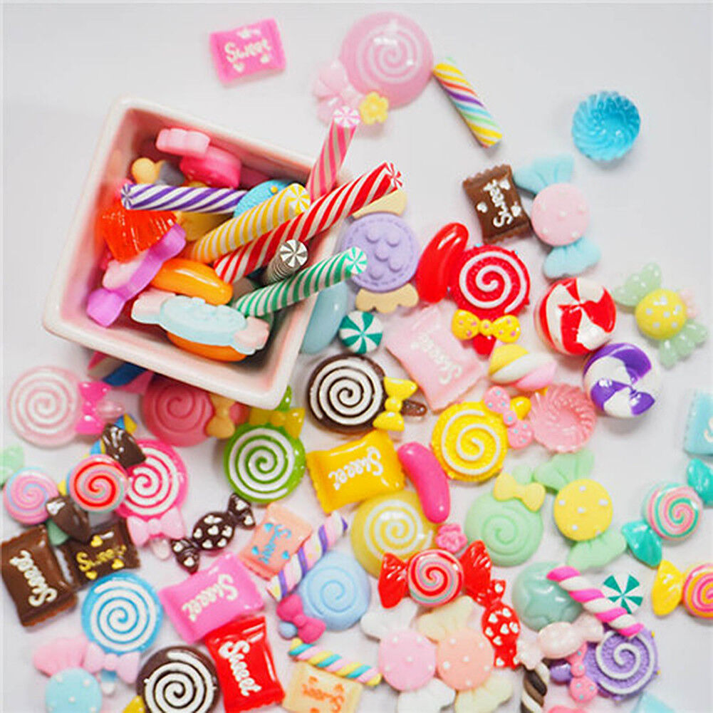 US 15~100 Pc Slime Bread Candy Unicorn Resin Flat Back Scrapbooking Charms DIY