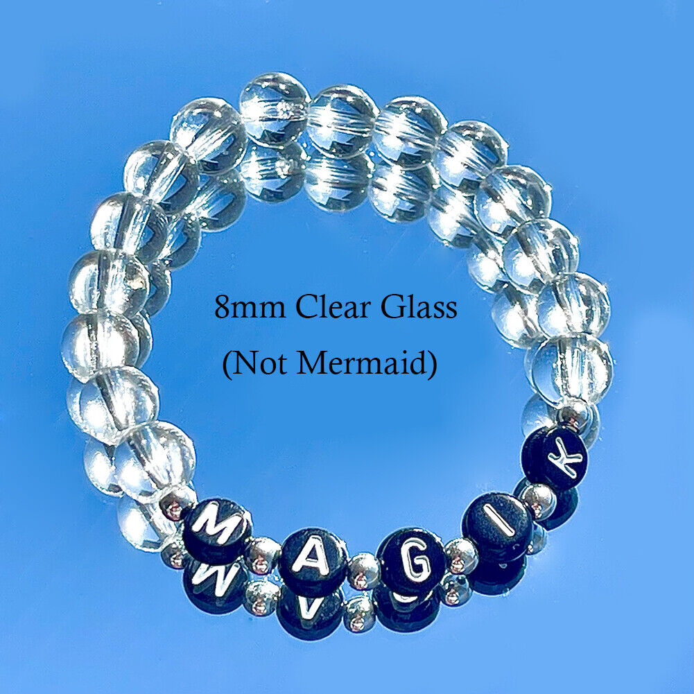 Magik Custom Name Glass Bead Soap Bubbles Mermaid Holographic Aura Mama Bracelet