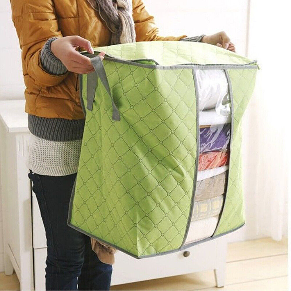 US Anti Dust Large Storage Bag Clothes Quilt Blanket Storage Sort Home Organizer