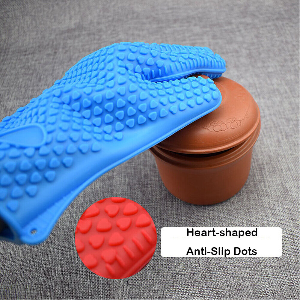 US Silicone BBQ Heat Resistant Gloves Grill Pot Holder Cooking Grip Oven Mitts
