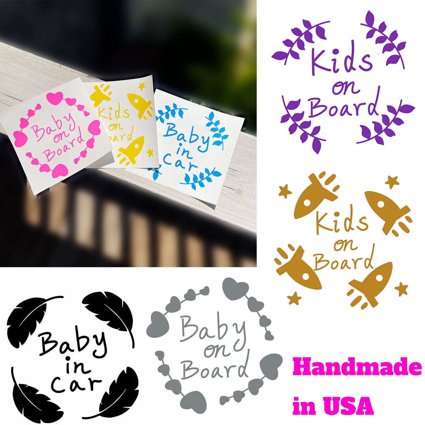 US Custom Baby on Board Kids in Car Vinyl Sticker Bumper Window Decal Truck Van