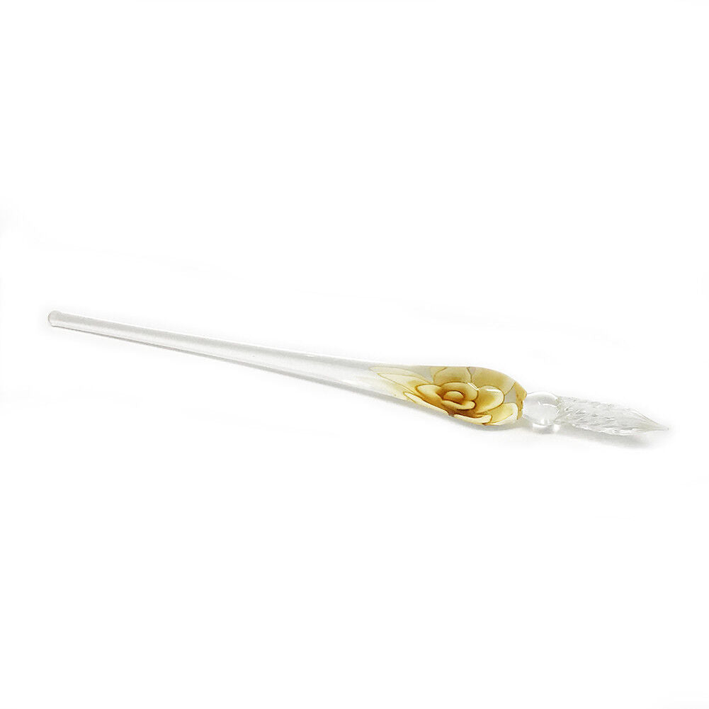 US 3D Glass Signature Pen Nib Elegant Crystal Dip Sign Pen w/ Box Gift Holiday