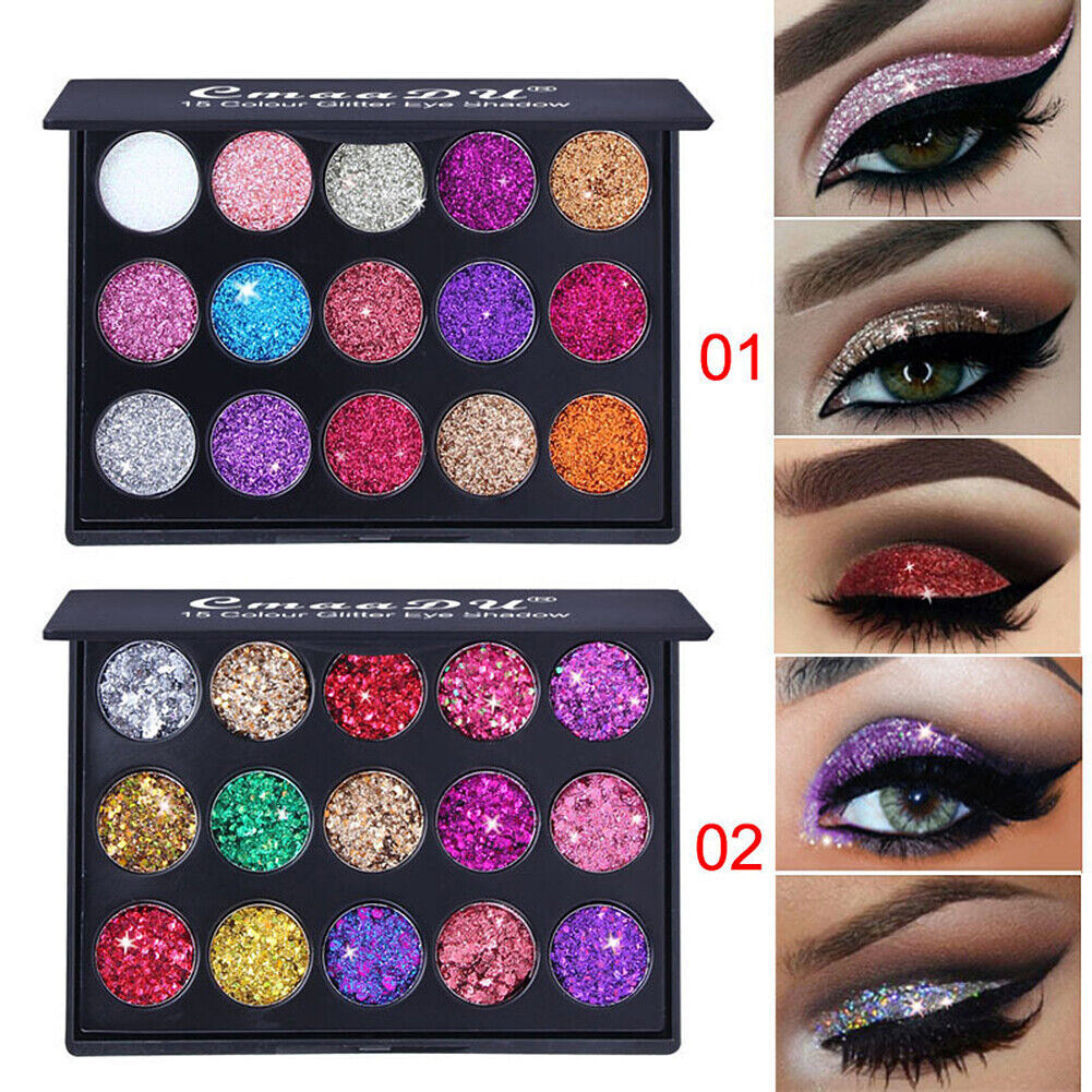 US Glitter Eyeshadow 15 Color Matte Makeup Kit Shimmer Eye Shadow Powder Palette