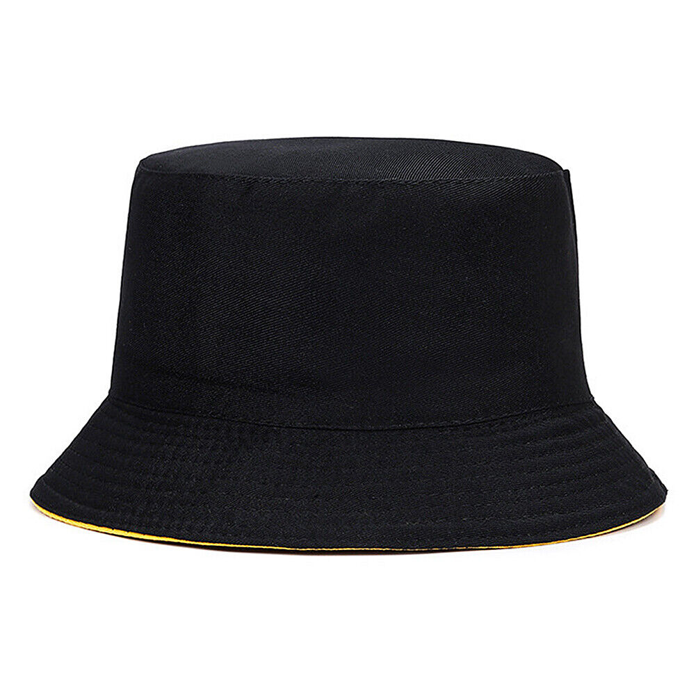 US Double-sided Bucket Hat Fisherman's Cap  Men Women Embroidery Pattern Cotton