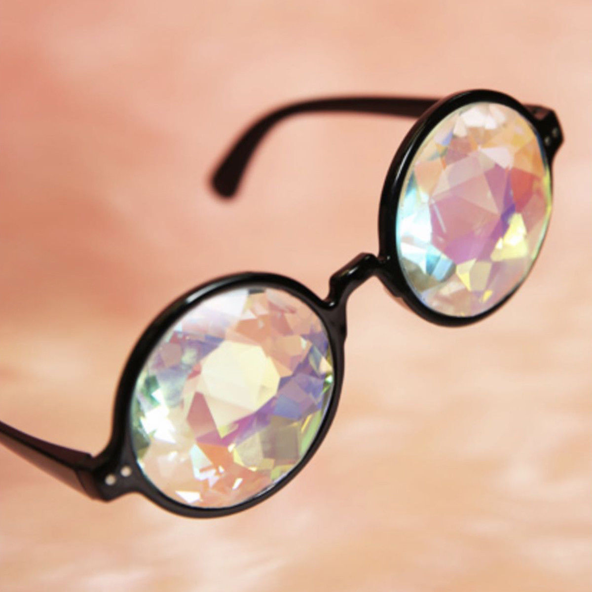 Festival Party Rave Kaleidoscope Rainbow Round Glasses Diffraction Crystal Lens