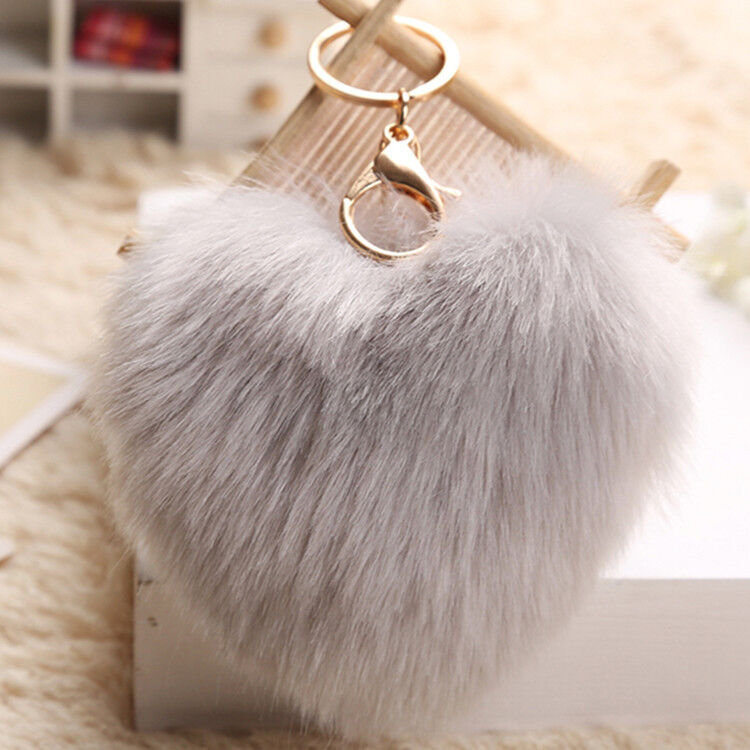 Bunny Rabbit Doll Heart Pom Phone Car Pendant Handbag Key Chain Ring Fine